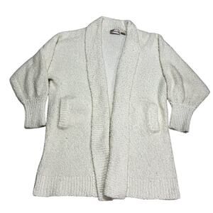 Penbrooke Lane Cream White Long Cardigan Duster Stretchy Acrylic Loop Size Small